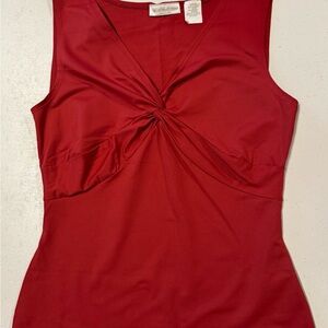 Worthington Red Fitted Ruched Tank Top
